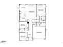 Detailed first floor plan showing layout for kitchen, bedrooms, Gathering room, garage, and baths at 1095 Channel Drop Lp, Zebulon, NC 27597