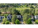 Stunning aerial view of a luxurious home nestled in a lush, green golf course community at 1401 Marshall Farm St, Wake Forest, NC 27587