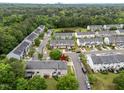 Aerial view of a cozy neighborhood with tree-lined streets, nearby pond, and convenient access to green spaces at 3508 Oneonta Ave, Raleigh, NC 27604