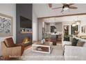 Open-concept living room and kitchen with modern finishes and a cozy fireplace feature at 7401 Ray Rd, Raleigh, NC 27613