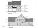 Blueprint of the rear elevation, showcasing the home's dimensions, roofline, and window placements at 109 Edenburgh Rd, Raleigh, NC 27608