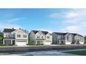 A row of newly constructed two-story homes showcasing various architectural styles and landscaping at 1552 Bright Coral Trl, Wendell, NC 27591