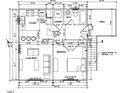 Detailed floor plan showcasing the layout of the home's kitchen, living room, bedroom, and deck at 618 Price Ave, Durham, NC 27701