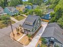 Stunning aerial view of a charming home with lush green surroundings in a vibrant neighborhood at 801 N Elm St, Durham, NC 27701
