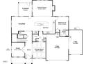 First floor floorplan featuring a kitchen, breakfast nook, dining room, study, 5th bedroom and two and three car garages at 3415 Great Smoky Pl, Lillington, NC 27546