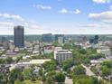 Picturesque city view highlighting downtown cityscape and mature green trees at 221 Woodsborough Pl, Raleigh, NC 27601