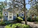 A charming blue bungalow features a well-maintained front yard and an inviting porch at 1012 Virgie St, Durham, NC 27705