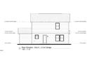 Blueprint of a two story home rear elevation with a two car garage, door, and windows at 2554 Whitetail Rd, Nashville, NC 27856