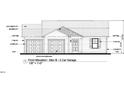Blueprint showcasing the front elevation of a house, featuring a two-car garage and labeled architectural elements at 2555 Whitetail Rd, Nashville, NC 27856