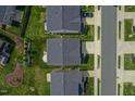 Aerial view of rooftops and verdant lawns, showcasing property's setting within a well-maintained neighborhood at 4024 Dunkirk Dr, Burlington, NC 27215