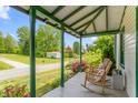 Cozy front porch view with rocking chairs, landscaping, and an open view of the neighborhood at 2440 Glencoe St, Burlington, NC 27217
