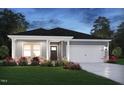 Charming home with gray siding, a brick foundation accent, and a two-car garage at 648 White Birch Ln, Angier, NC 27501