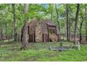Geodesic dome home with stone chimney and wooden porch steps in a serene, wooded setting at 3312 Hawk Ridge Rd, Chapel Hill, NC 27516