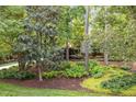 Manicured landscaping featuring mature trees, ferns, and colorful ground cover at 27425 Walker, Chapel Hill, NC 27517