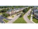 Scenic street view showcases a row of well-maintained townhomes with lush green landscaping and mature trees at 317 Chamberlain Dr, Clayton, NC 27527
