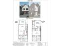 Floor plan featuring the dimensions of the first and second floor, as well as the front elevation at 1802 Pershing Rd, Raleigh, NC 27608