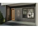 Close up of the front door with modern design elements and a window, showing the interior decorations at 1802 Pershing Rd, Raleigh, NC 27608