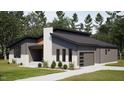 Modern home with gray siding, white brick accents, and a well-manicured lawn surrounded by mature trees at 389 Deer Tail Ln # 39, Fuquay Varina, NC 27526