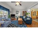 Inviting living room with plush sofa, area rug and lots of natural light at 5013 W Pool Rd, Rougemont, NC 27572