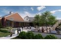 View of the community center featuring outdoor seating, a grill, landscaping, and people walking on the sidewalk at 556 Jocund St # 13, Rolesville, NC 27571
