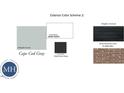 Exterior color scheme featuring Cape Cod Gray siding, Snow White trim, and Bessemer Gray brick at 376 Chesapeak Commons St # 130, Garner, NC 27529