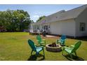 The backyard has a cozy fire pit area with chairs, perfect for outdoor gatherings at 1009 Open Field Dr, Garner, NC 27529