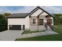 Rendering of a home with white siding, black trim, and a welcoming front porch at 101 Cochise Cv, Louisburg, NC 27549