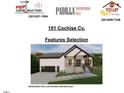 An exterior elevation of a home with a covered porch, dark trim, and an attached garage at 101 Cochise Cv, Louisburg, NC 27549