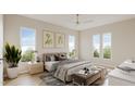 Serene main bedroom with plush bedding, natural light, and stylish decor at 203 E Winmore Ave, Chapel Hill, NC 27516