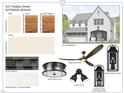 Selections for this home's exterior showing siding, trim colors, roof shingles, doors, and lighting at 521 Peebles St, Raleigh, NC 27608
