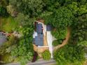 Aerial view of a secluded property surrounded by lush trees and a long driveway at 4713 Erwin Rd, Durham, NC 27705