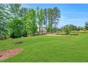 Expansive green backyard with mature trees and a fence, ideal for outdoor activities and relaxation at 808 Wimberly Rd, Apex, NC 27523