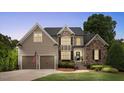 Charming two-story home featuring a three car garage, brick accents, and a well-manicured lawn at 233 Hein Dr, Clayton, NC 27527