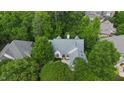 Overhead view of the house with mature trees and landscaping surrounding the property and neighborhood at 81502 Alexander, Chapel Hill, NC 27517