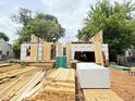 New construction of a single-Gathering home underway featuring wood framing and sheathing in a residential neighborhood at 1807 Ridley St, Raleigh, NC 27608