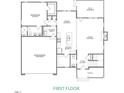 First-floor blueprint featuring a kitchen, dining, Primary suite, Gathering room, and a two-car garage at 188 Buckaroo Dr, Louisburg, NC 27549