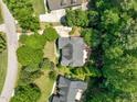 Overhead view of home nestled in a lush, wooded lot offering privacy and tranquility at 2709 Penfold Ln, Wake Forest, NC 27587