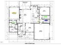 Detailed house floor plan drawing showing layout of rooms, including Primary suite, kitchen and Gathering room at 34 Cloudview Ct, Pittsboro, NC 27312