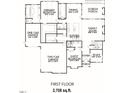 Layout of the home's first floor featuring the primary bedroom, kitchen, Gathering room, study, and two garages at 7932 Wexford Waters Ln, Wake Forest, NC 27587