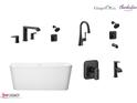 Bathroom fixtures including black matte faucet and shower heads and a white soaking tub at 633 Sawcut Ln, Apex, NC 27502