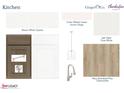 Kitchen design features stylish cabinets, modern lighting and quartz countertops at 635 Sawcut Ln, Apex, NC 27502