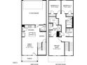 Detailed floor plan featuring a two-car garage, open kitchen, and primary suite on the second floor at 715 Chandler Stone Dr, Zebulon, NC 27597