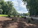 Scenic view of the golf course with lush greenery and mature trees on a bright day at 107 Ivy Hollow Ct, Morrisville, NC 27560