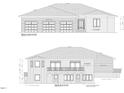 Front and rear exterior elevations showcasing architectural details and design features of the property at 121 Pheasant Ct, Pittsboro, NC 27312