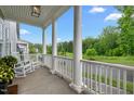 Inviting front porch with classic white columns and comfortable rocking chairs at 1423 Tannin Dr, Durham, NC 27713