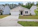Charming single-story home featuring a garage, well manicured lawn, and easy access to neighborhood sidewalks at 1512 Arapahoe Ridge Dr, Raleigh, NC 27604