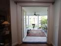 View of the inviting patio area from inside the home, highlighting indoor-outdoor flow at 2901 Market Bridge Ln # 203, Raleigh, NC 27608