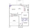 Detailed first-floor layout showcasing the Gathering room, kitchen, dining area, garage, and guest suite at 95 Cordoba Dr, Franklinton, NC 27525