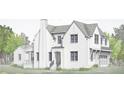 Illustration of a new two-story home with a neutral exterior, charming front porch, and attached two car garage at 6501 Burnette Flower Way, Raleigh, NC 27612