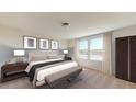 Serene main bedroom featuring natural light, calming decor, and ample closet space at 1172 Solace Way, Rolesville, NC 27571
